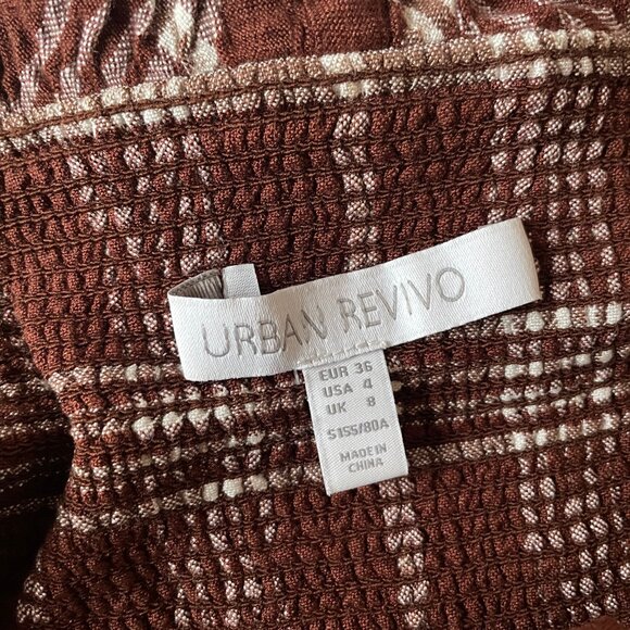 Cottagecore Dark Brown Plaid Lined Mini Dress Ruffle and Tie - Picture 3 of 8